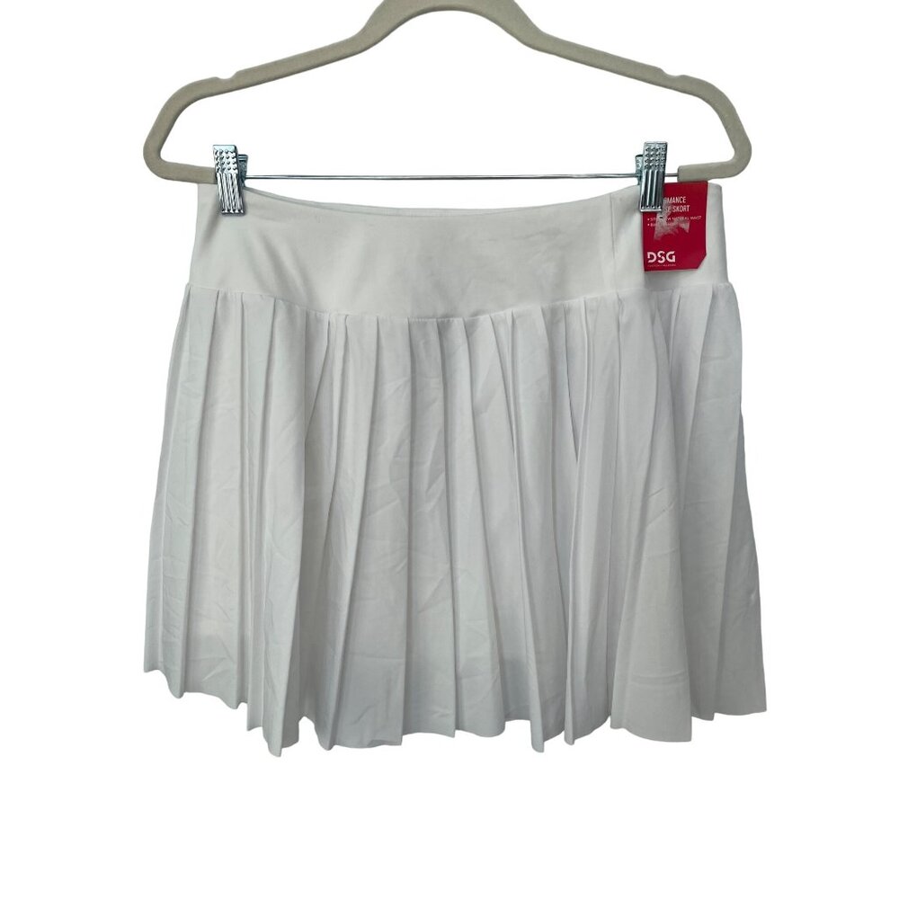 DSG Twitch Allison Pleated Performance Skort Womens L White Athleisure NEW
